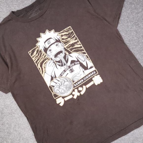 Naruto Raman Ichiraku Anime Large Brown Short Sleeve T-Shirt - Picture 9 of 10